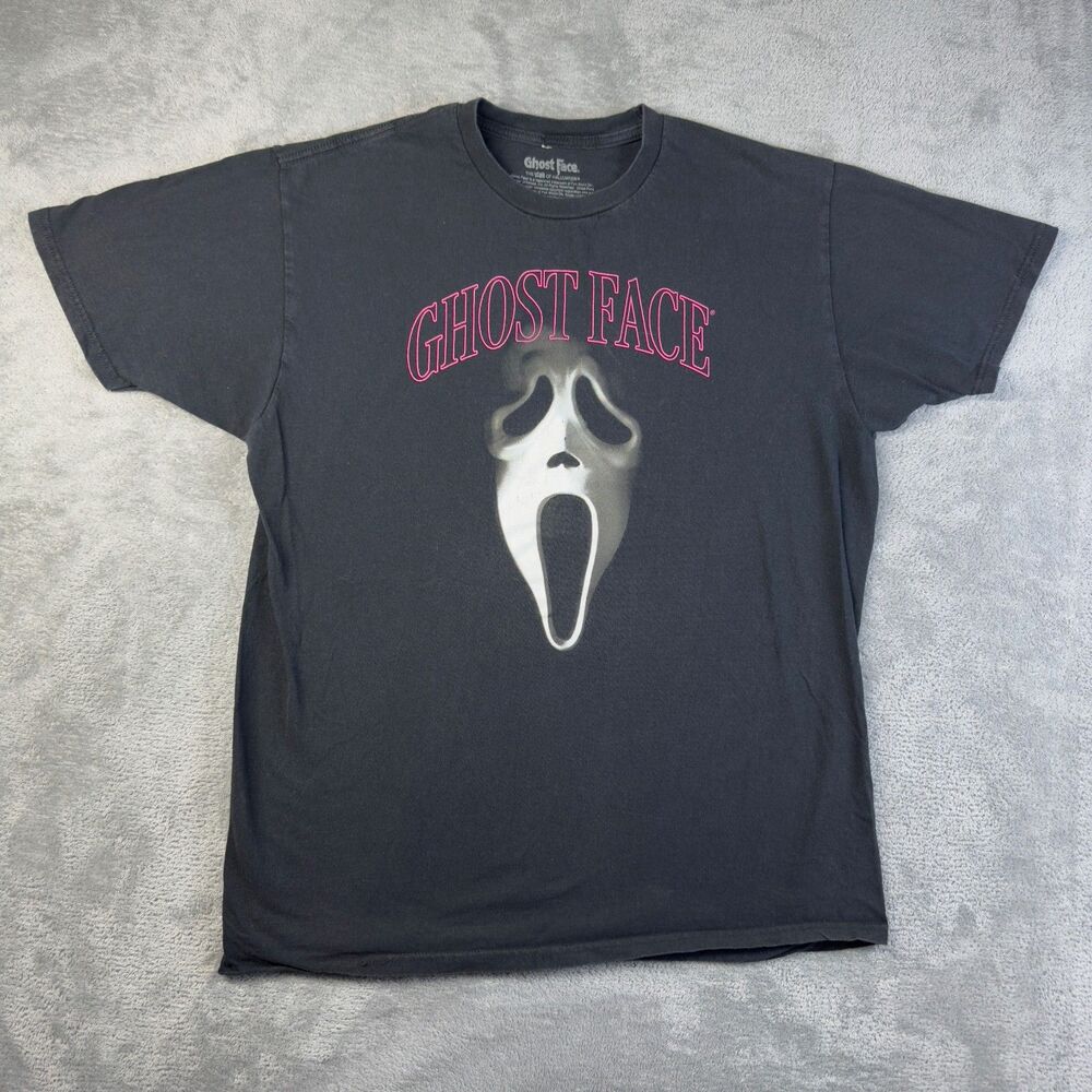 Ghost Face Shirt Mens Extra Large Black Scream Logo Graphic Crew Neck Halloween